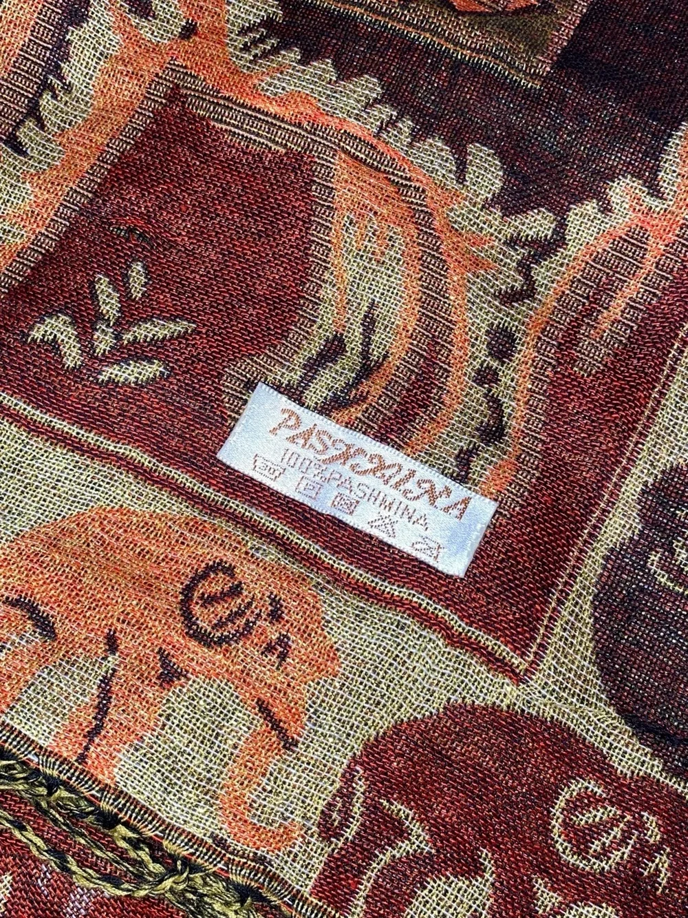PASHMINA Elephant Pattern Hippie Boho Wrap Scarf Shawl Head Wrap Maroon Tan